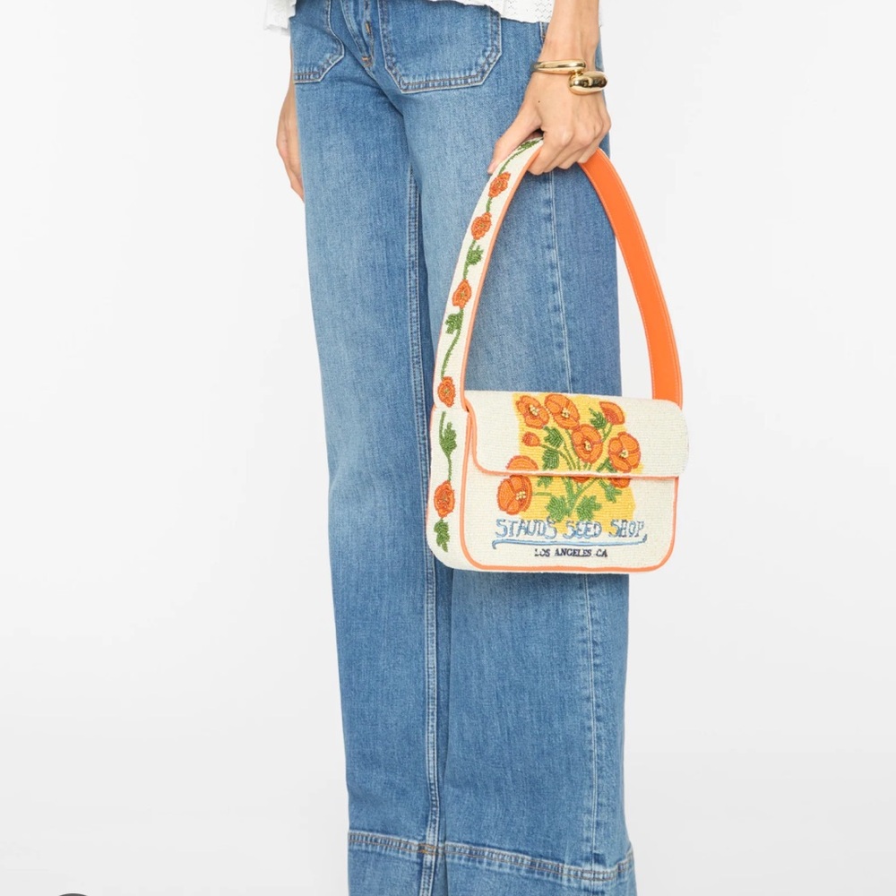 NWT STAUD Tommy Beaded Bag, California Poppy - Picture 3 of 9
